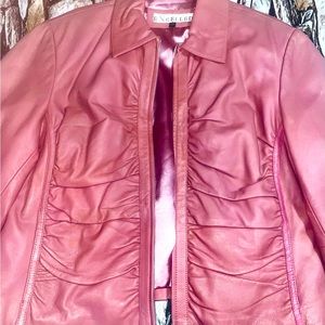 2XL pink leather jacket